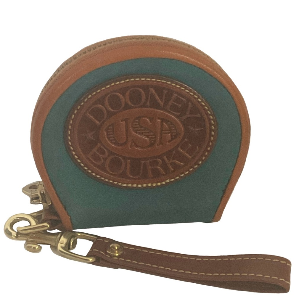 Dooney & Bourke USA Vintage Leather Coin Purse; Green Nubuck Suede w/Front Logo
